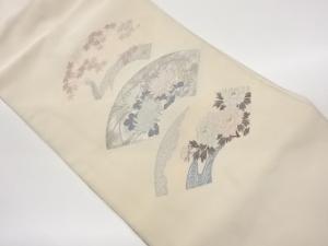 綴れ地紙に紅葉・菊・牡丹模様織出し名古屋帯